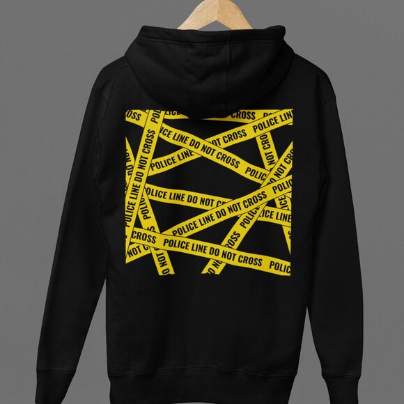 Handcrafted True Crime Shows Enthusiast Police Do Not Cross Front Back Hoodie - Picture 4 of 4